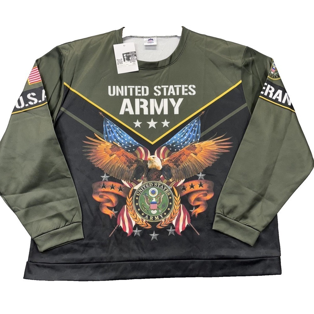 Gearvet United States Army Sweatshirt Mens 3XL Veteran Eagle Patriotic Pullover